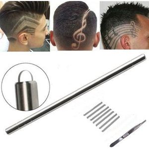 Professionele razor pen - Haar tattoo / figuren - Incl. 10 messen - Wenkbrauw epileren - Met pincet - Haar scheren - RVS - Barbier messen - Haar styler / trimmer / snijder - Universeel