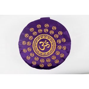 Om Namaste Symbolic Meditatiekussen Zitkussen - Rond - Paars - Ohm Goud - Satijn