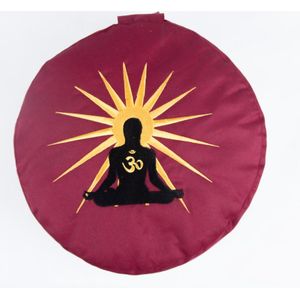 Om Namaste Symbolic Meditatiekussen Zitkussen - Rond - Yoga Rood