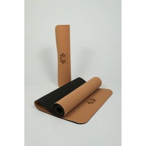 Om Namaste Cork-Kurk-TPE yogamat - zwarte mat voor yoga en fitness
