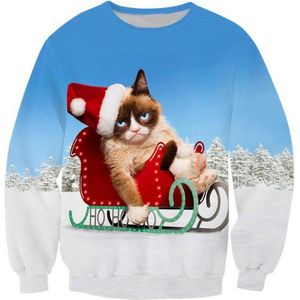 Grumpycat in kerstslee Foute kersttrui - Maat: S - Kerstmis trui - Heren kersttrui - Dames kersttrui - Foute kersttruien - Kerst outfit - Kerstkleding - Lelijke kersttrui - Gekke kersttrui -