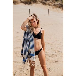 Mycha Ibiza - hamamdoek – streep – donkerblauw – 100% handgeweven katoen
