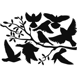 Raamstickers - zwarte stickers vogels op tak - vogelbescherming - vogelstickers raam buiten