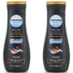 LEOCREMA Pack 2 stuks Body Cream Fluid Arganolie 400 ml Fair