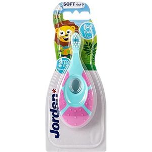 Jordan 6220100 Baby tandenborstel Step 1 met bijtring, 0-2 jaar, extra zacht (kleur/model willekeurig verzonden, 1 stuk)