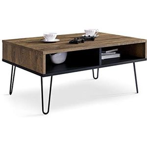 Salontafel, industriële stijl, rustiek, zwart, industriële bijzettafel, modern meubelstuk, koffietafel voor de woonkamer, moderne woonkamertafel, 90 x 60 x 40 cm (rustiek - zwart)