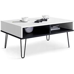 Viosimc Salontafel, wit en zwart, koffietafel, modern meubelstuk, koffietafel voor de woonkamer, moderne woonkamertafel, bijzettafel, afmetingen 90 x 60 x 40 cm (wit - zwart)