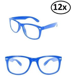 12x Blues brother bril blauw met blank glas