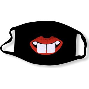 Bazzzy - Premium Mondkapje Hazen tandjes - Wasbaar - Katoen - Zwart met print