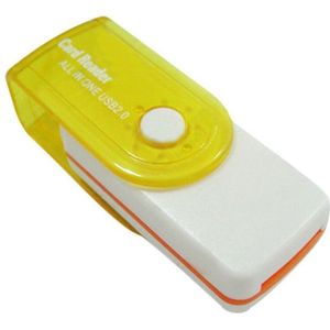 Multifunctionele USB Kaartlezer 4 in 1 USB 2.0 M2 SD SDHC SD TF Geheugenkaart Smart Reader - Geel