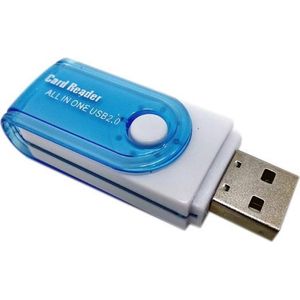 Multifunctionele USB Kaartlezer 4 in 1 - USB 2.0 - Blauw