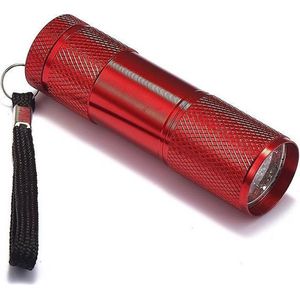 Mini zaklamp 9 LED Aluminium UV Ultra Violet paars licht - Rood