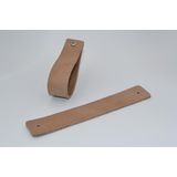 Leren handgrepen per stuk. Taupe Maat L 18X3cm Italiaans volnerf leder incl. stoere 26mm schroeven.