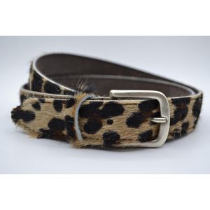 Damesriem luipaard - Mooie damesriem van koehuid met speelse luipaardprint - trendy damesriem - maat 95
