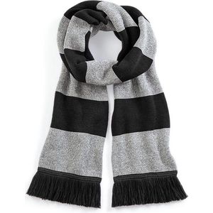Beechfield Sjaal met brede streep zwart/grijs Unisex - sjaal lengte 182 cm