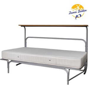 Opklapbed - Zilver - Met Dwarsgespannen Spiraalbodem