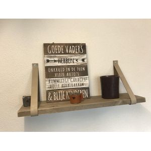 Leren plankdragers | taupe | 2 stuks | Echt lederen plankendragers | Plankendrager | Plankdragers taupe | Plankdragers leer | Industriele plankdragers | Ophangsysteem | taupe plankdragers | plank dragers | planken dragers