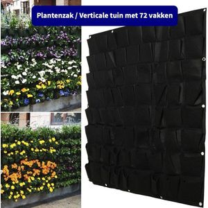 Plantenzak met 72 vakken - Verticale tuin - Plantentas - Plantenhanger geschikt voor kruiden, bloemen en planten - Hangende plantenbak - Anno 1588 - Dik vilt - 100x100 cm - Zwart