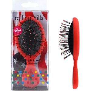 Rolling Hills Borstel Hairbrushes Detangling Brush Wet Hair Mini Red 1Stuks