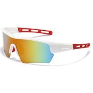 Sport zonnebril UV400 outdoor (rood-wit), multicolor glas