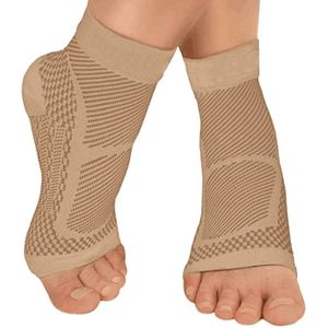 Enkelbrace, steunkous compressiekous, Beige