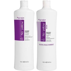 Fanola - No Yellow - Shampoo - 1000 ml - Set met Haarmasker - 1000 ml