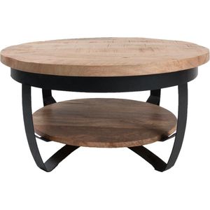 Salontafel - Rond 70CM - Bijzettafel - Woonkamer - Tafel - Duurzaam - Bruin & Zwart - 100% - Mangohout & Metaal - Eyecather