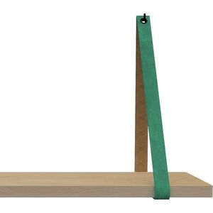 Leren Plankdragers - Handles and more® - 100% leer - ZEEGROEN - set van 2 leren plank banden