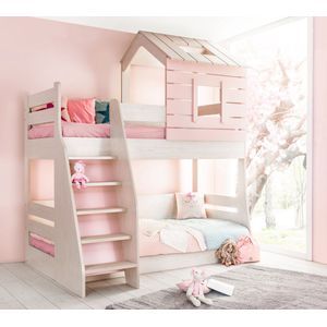 Cento Pink stapelbed roze bedhuisje meisjeskamer 200x90 - 200x100 cm