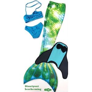 Zeemeermin staart set| Mermaid staart, Bikiniset en Monovin | Green Stars| maat 110