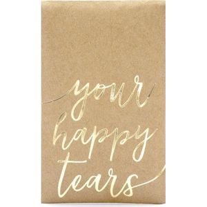 Bruiloft zakdoekjes - Your happy tears - kraft/goud - 10 stuks
