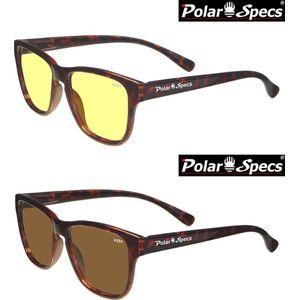 Combinatievoordeel Polar Specs® Polariserende Nachtbril + Polariserende Zonnebril Wave Classic PS9011 – Tortoise Bruin – Polarized – Small – Unisex