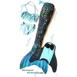 Zeemeermin staart set| Mermaid staart, Bikiniset en Monovin | Emerald Sparkle| maat 130 Nieuw model 2024!