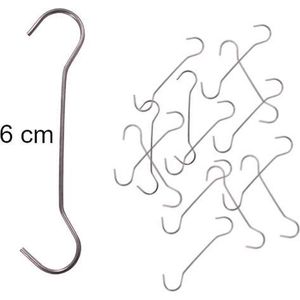 Set van 50 metalen dubbele ophanghaken van 6 cm voor posters of point of sales presentaties. Handige metalen ophanghaken / plafondhaken met aan beide einden een haakje.