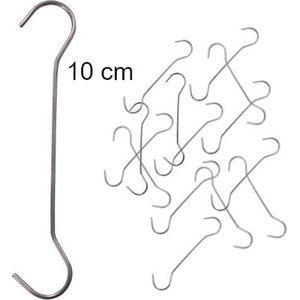 Set van 50 metalen dubbele ophanghaken van 10 cm voor posters of point of sales presentaties. Handige metalen ophanghaken / plafondhaken met aan beide einden een haakje.