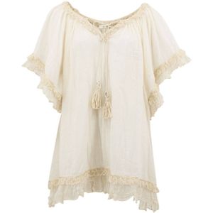 IBZmode - Ana - Zomerjurk - Ivoor - Katoen - Korte Mouwen