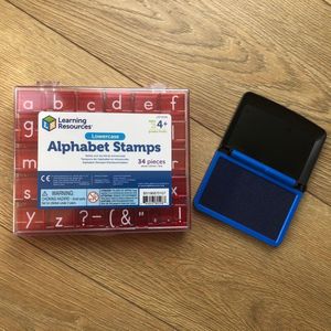 Alfabet stempels kleine letters en leestekens (34 stuks) met Stempelkussen!!