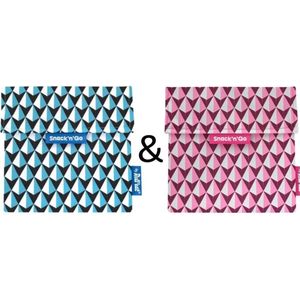 Roll'Eat Snack'n'Go Herbruikbaar Boterhamzakje - Tiles blue en pink