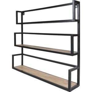 Trio - Wandplank - Vintage - Mangohout - Stalen Frame