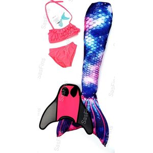 Zeemeermin staart set| Mermaid staart, Bikiniset en Monovin | Purple Stars| maat 110