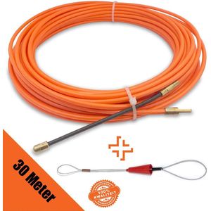 EMTRI professionele trekveer 30 meter 4 mm nylon - gratis kabelbevestiger - kabeltrekker - netwerkkabel - elektra - kabels