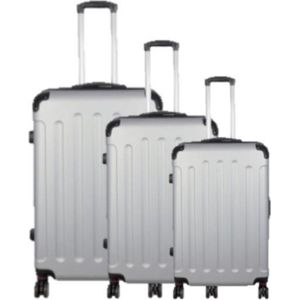 Kofferset 3 delig - Reiskoffers met TSA slot en op wielen - Avalon - Zilver - Travelsuitcase