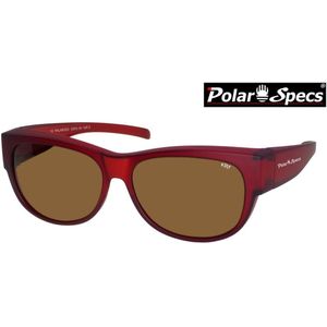 Polar Specs® Overzet Zonnebril PS5097 – Mat Burgundy Red Satin  – Polarized Brown – Medium – Unisex
