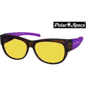 Polar Specs® Overzet Nachtbril PS5097 – Mat Havana/Paars – Polarized Nightdriving – Medium – Women