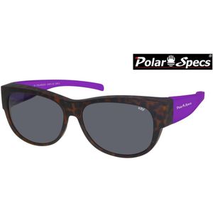 Polar Specs® Overzet Zonnebril PS5097 – Mat Havana/Paars – Polarized Black – Medium – Women