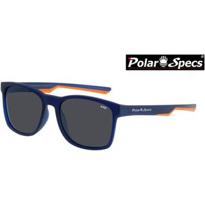 Polar Specs® Polariserende Zonnebril Traveller Sport PS9016 – Mat Blauw/Oranje – Polariserend Zwart – Medium/Large
