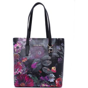 Melli Mello - Rock & Rose Shopper - Zwart gebloemd - Handtas - Schoudertas - PU leder