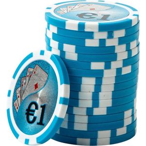 ABS Cashgame Poker Chips €1 blauw (25 stuks)- pokerchips - pokerfiches - ABS chips - pokerspel - pokerset - poker set