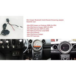 Bluetooth Carkit Muziek Streaming Adapter Passend Voor Mini R57 Cabrio Cabriolet S 09 t/m 14 Aux