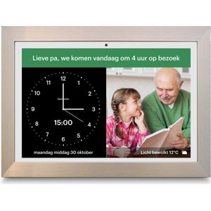 DayClock Generations10 Wit met Titaan Lijst; Dementieklok / Seniorenklok met beeldbellen, YouTube-video's, foto's, berichten en meer (met 3 maanden gratis abonnement)